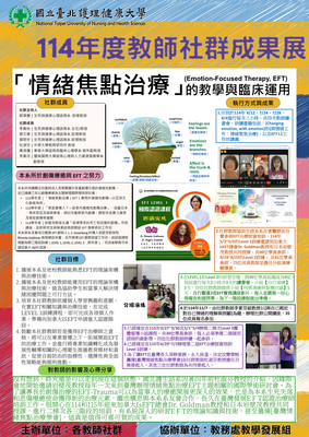 114-40 「情緒焦點治療(Emotion-Focused Therapy, EFT)」的教學與臨床運用
